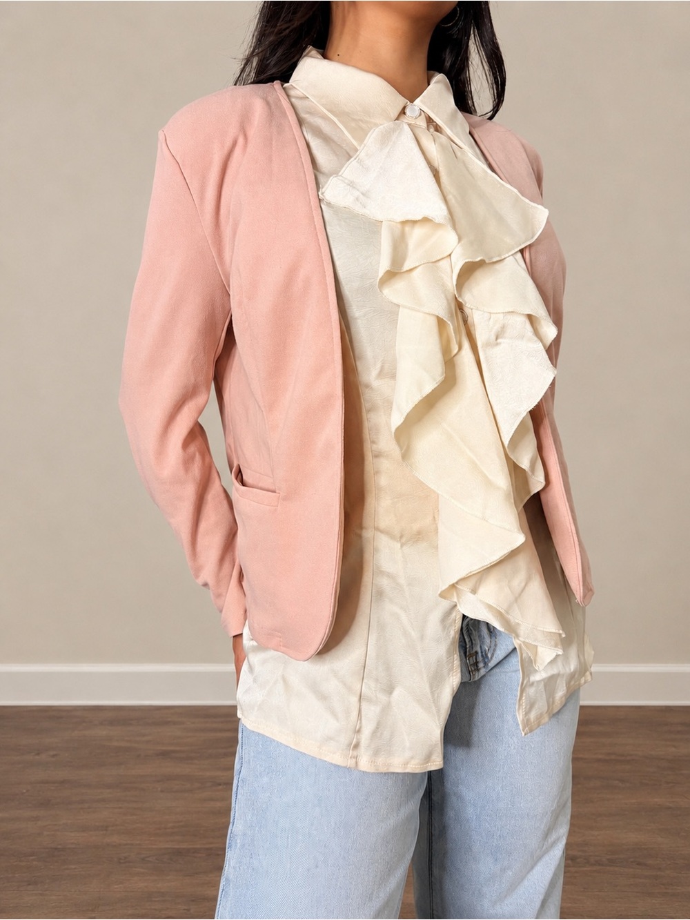 Women's Blush Pink Tailored Blazer Jacket